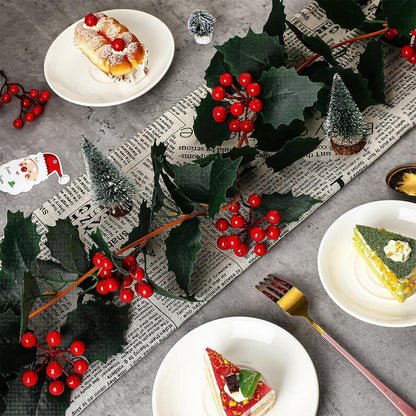 Weihnachts Beeren Girlande 2 Meter mit Stechpalmen Blättern