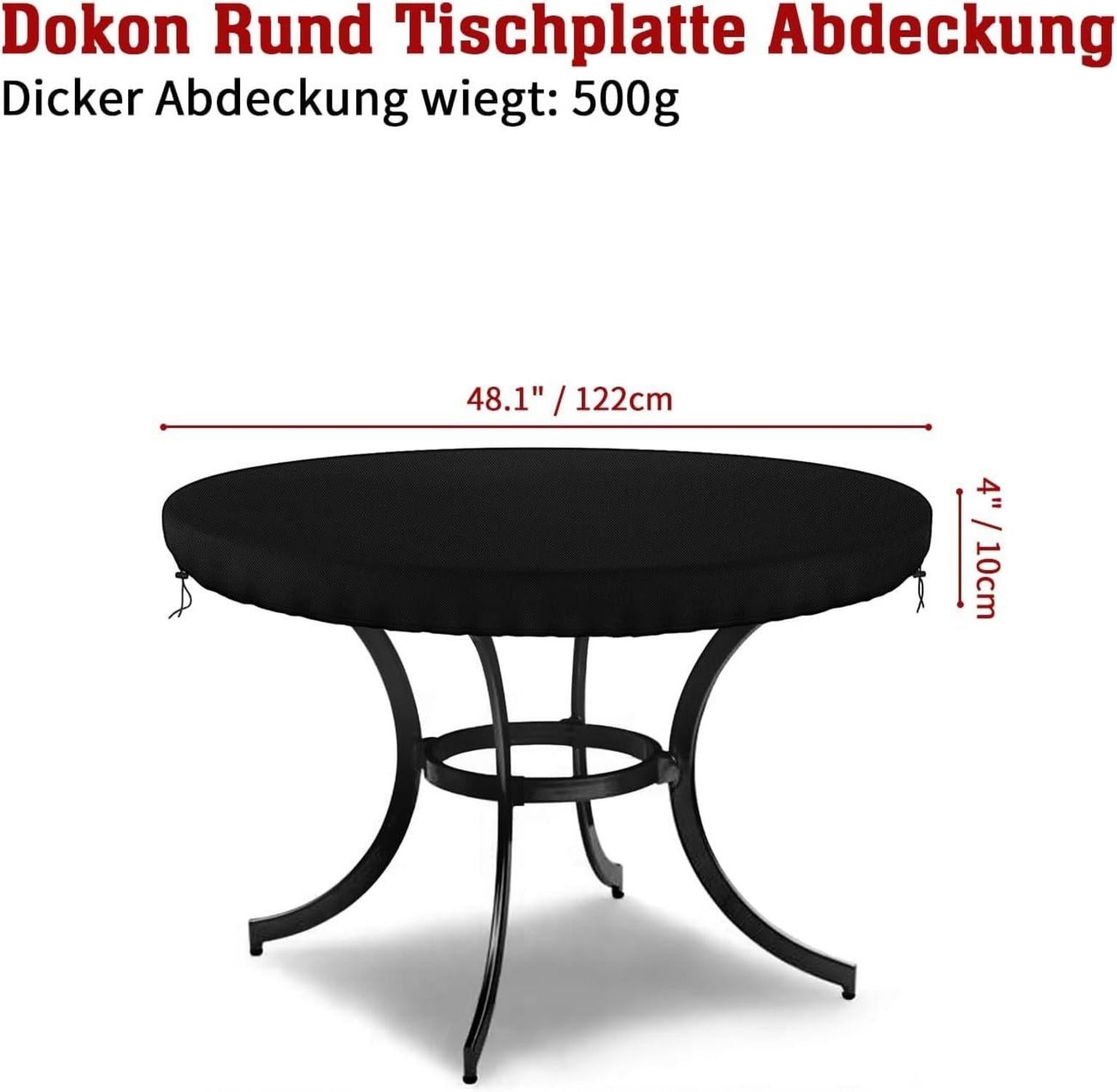 Dokon Tischplatte Schutzhülle Wasserdicht 600D Oxford Rund Ø122x10cm