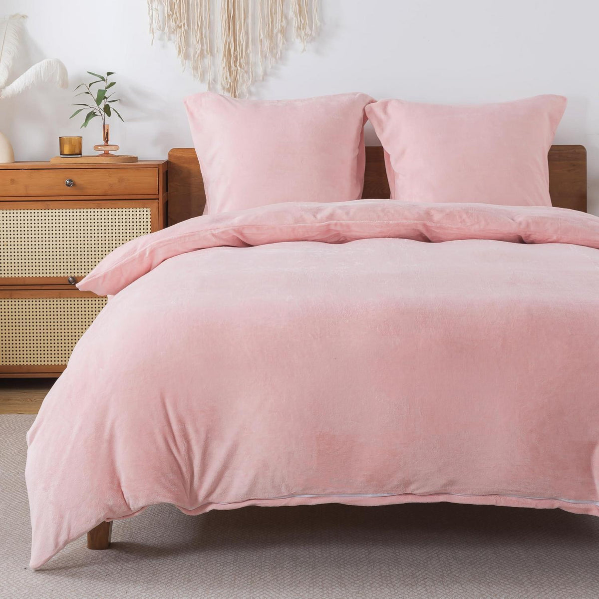 Flauschige Bettwäsche 135x200 cm Rosa - 2tlg. Winter Biber Set