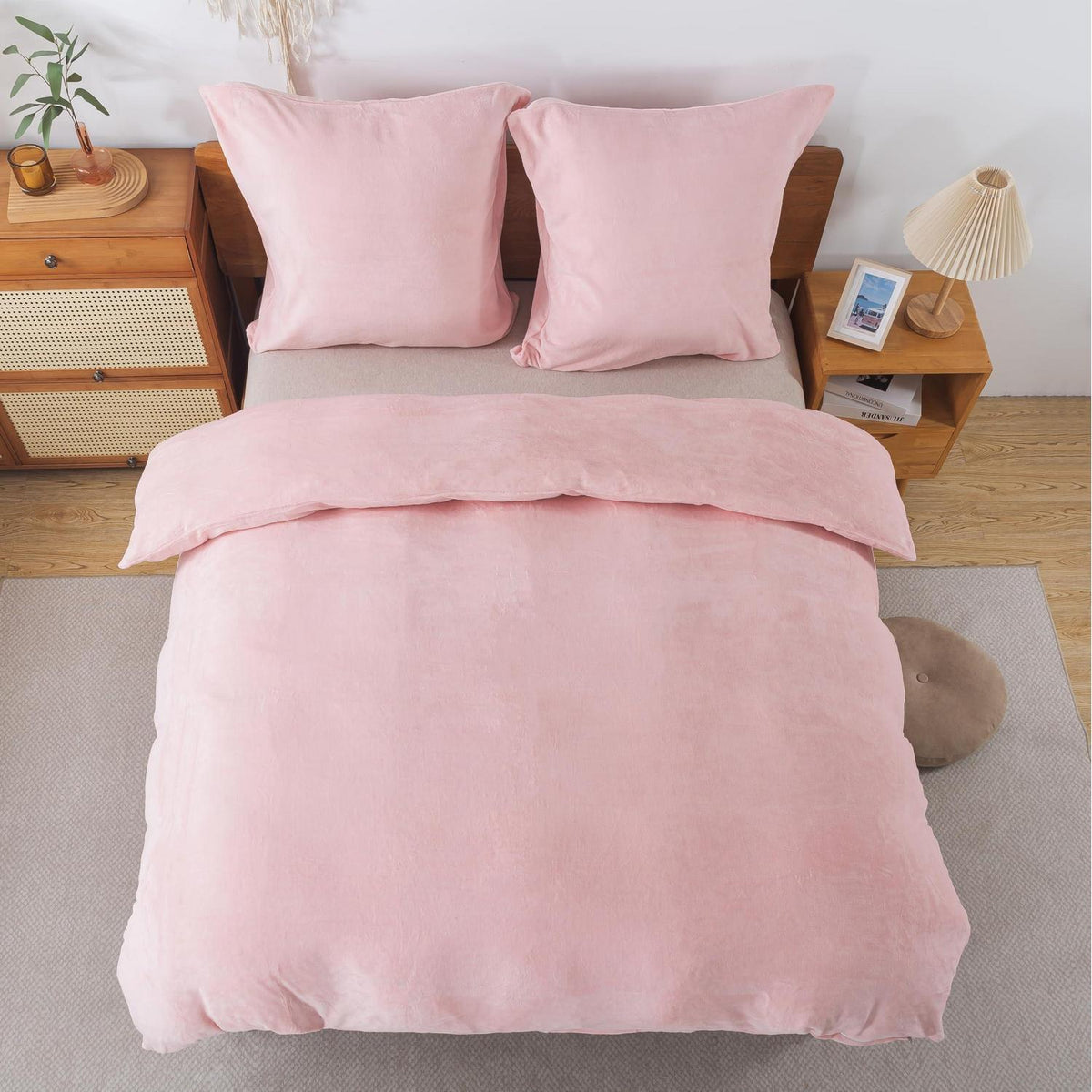 Flauschige Bettwäsche 135x200 cm Rosa - 2tlg. Winter Biber Set