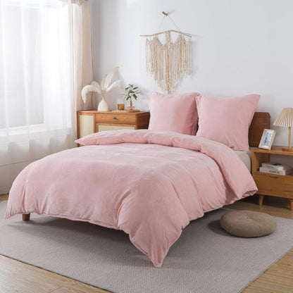 Flauschige Bettwäsche 135x200 cm Rosa - 2tlg. Winter Biber Set
