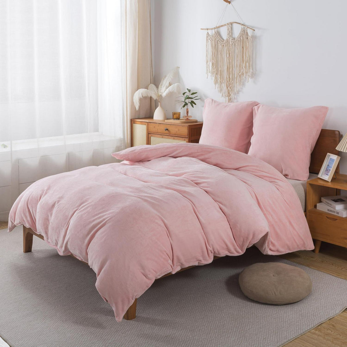 Flauschige Bettwäsche 135x200 cm Rosa - 2tlg. Winter Biber Set