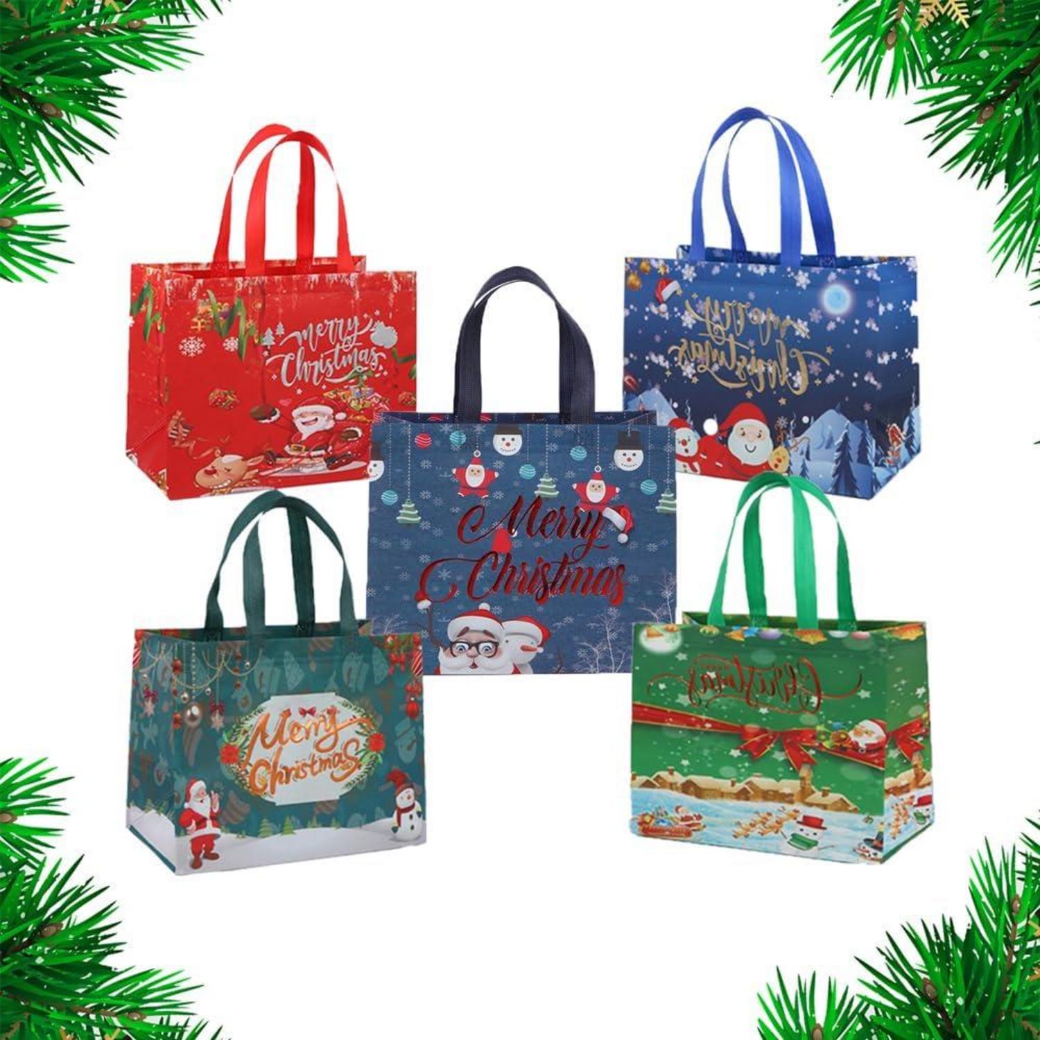 5er Set Große Weihnachts Geschenktüten Vliesstoff faltbar wasserdicht