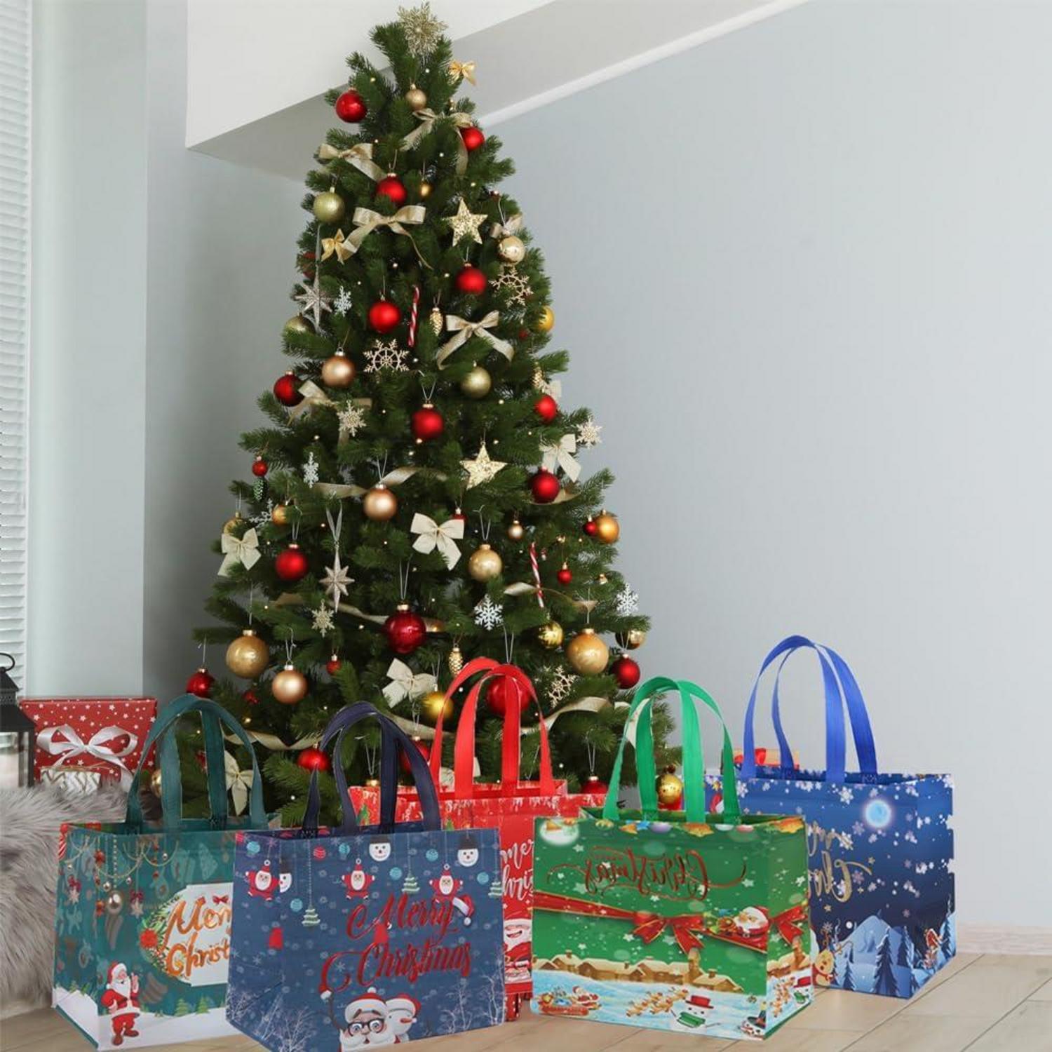 5er Set Große Weihnachts-Geschenktüten Vliesstoff faltbar wasserdicht