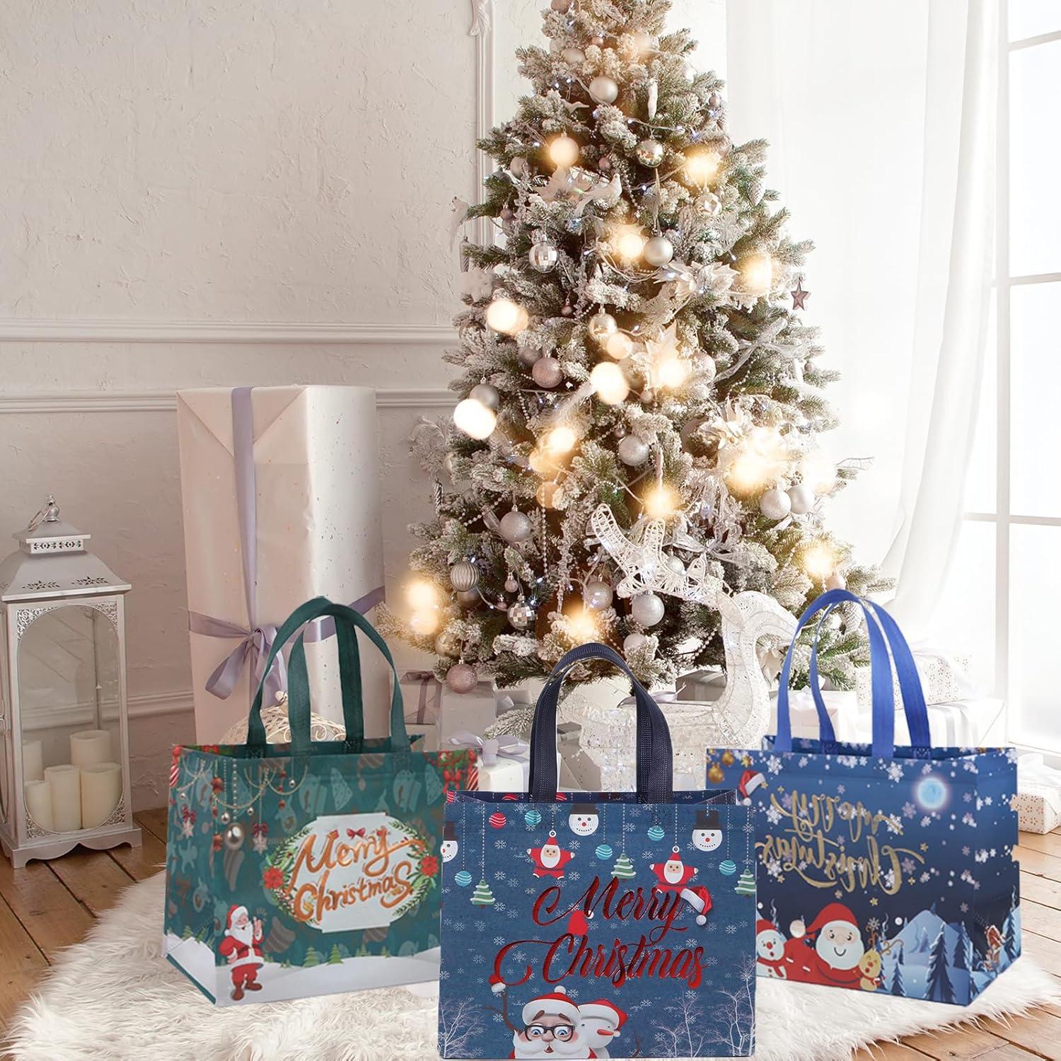 10Stück Große Weihnachts Geschenktüten Vliesstoff faltbar wasserdicht