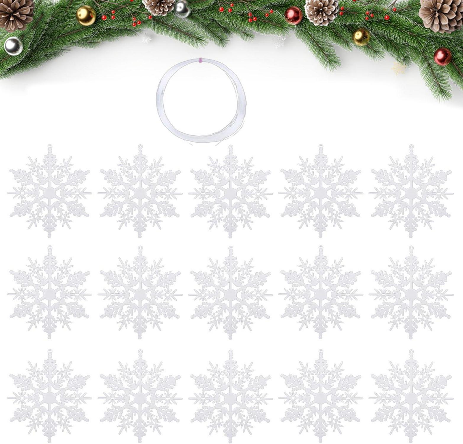 15 Weihnachtsschneeflocken Kunststoff Anhänger Dekoration