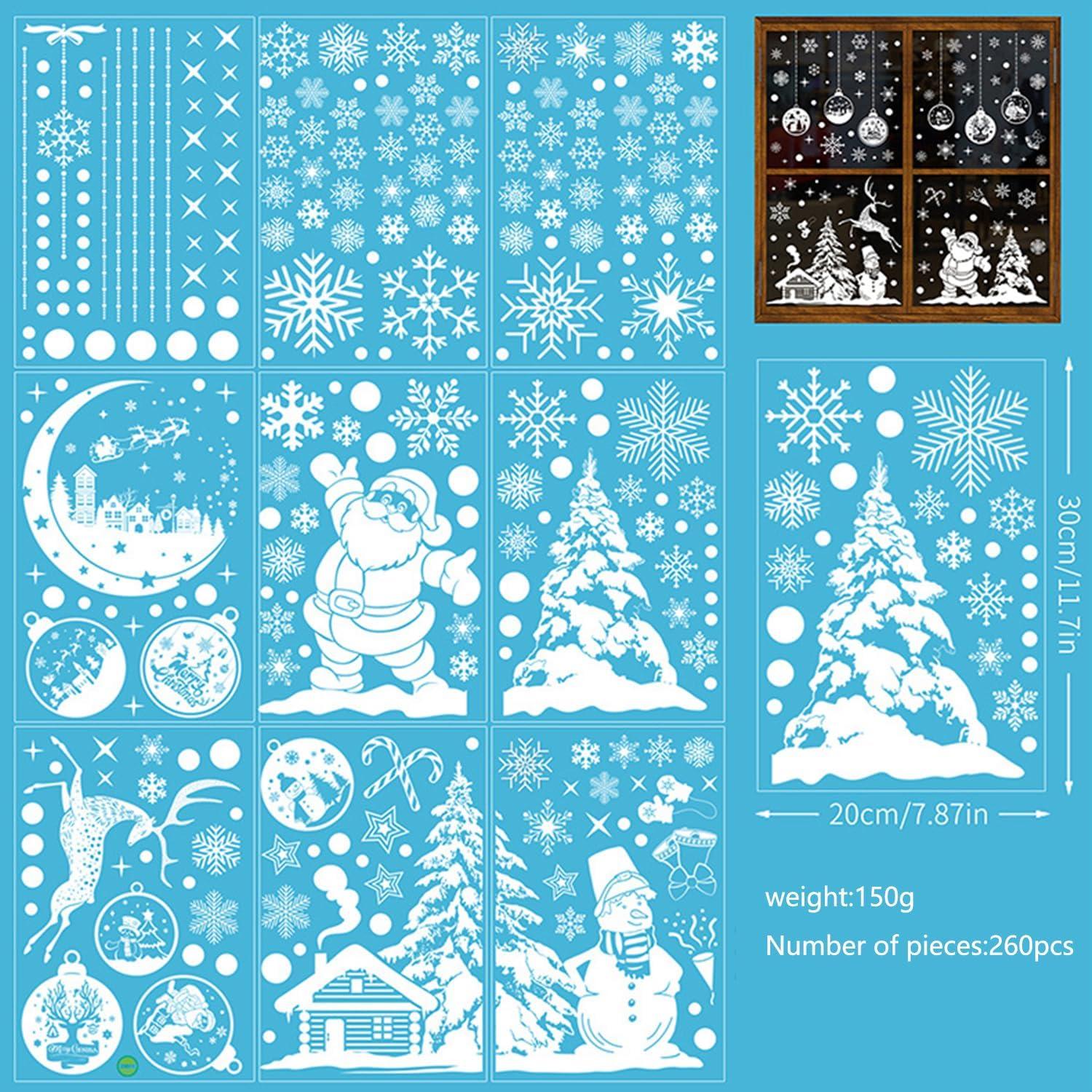 260 Weiß Weihnachts Schneeflocken PVC Fensterbild Aufkleber
