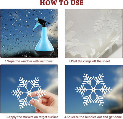 260er Set Weihnachts Fensterbilder PVC Schneeflocken Weihnachtsdeko