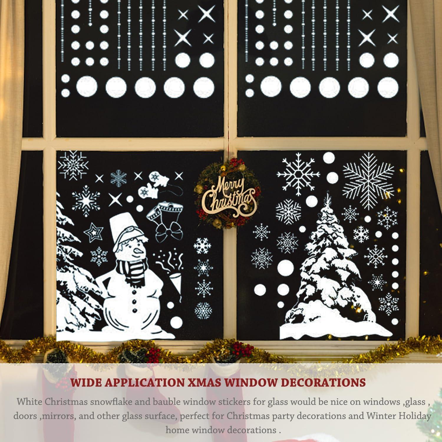 260 Weihnachts Fensterbilder Schneeflocken PVC Weiß Deko