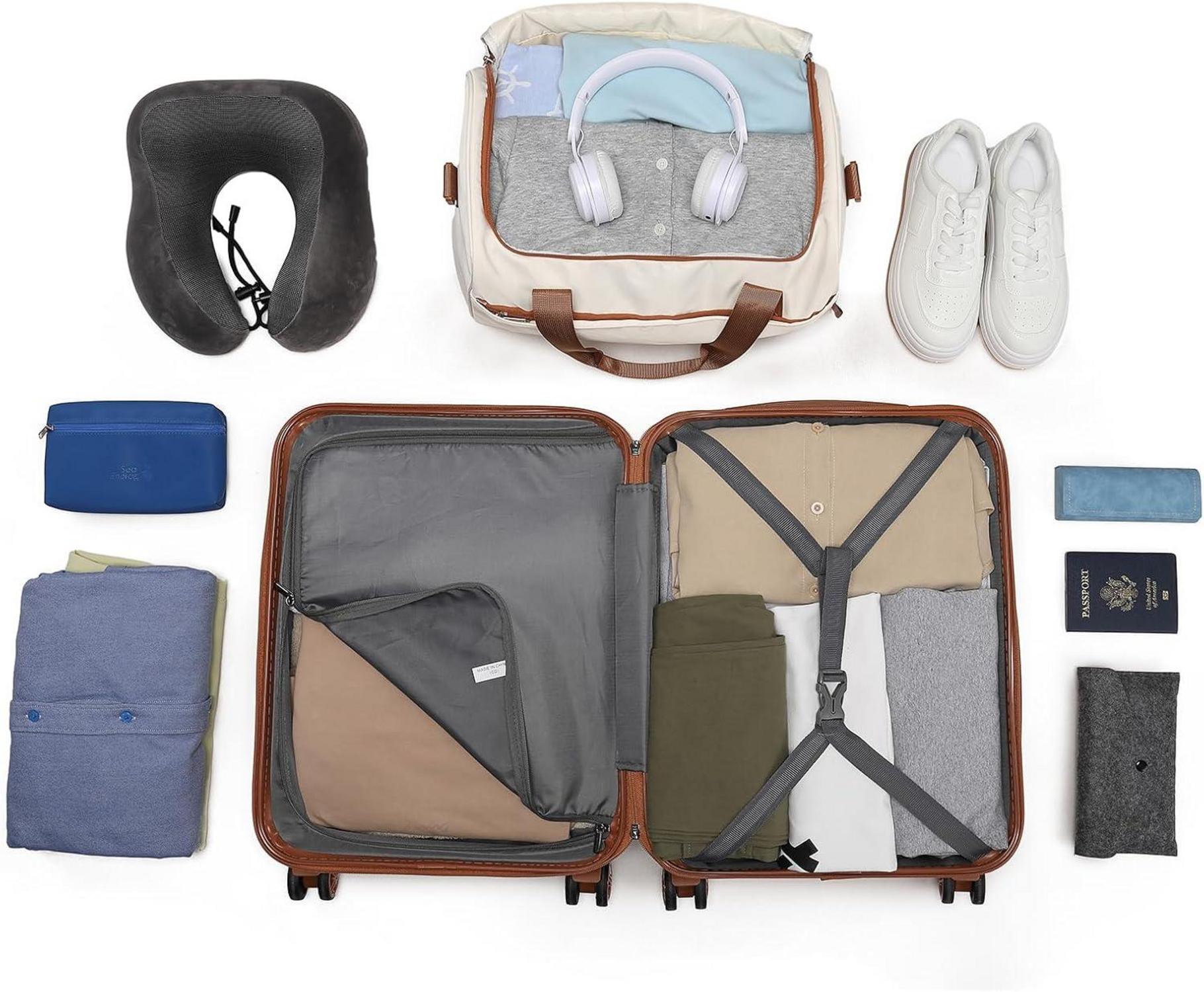 Handgepäck-Koffer Trolley Set 2-teilig, Cremeweiß, Ryanair Reisetasche