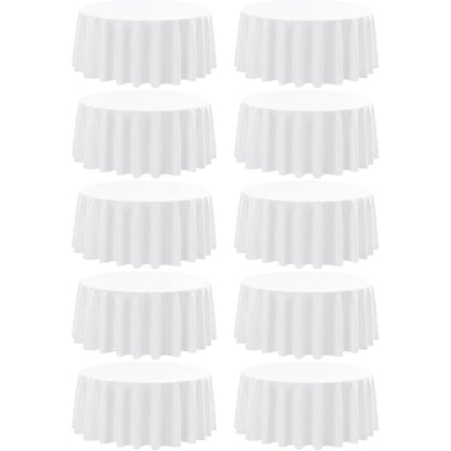 10er Pack Weiße Runde Tischdecken 228cm Polyester, Fleckenfrei
