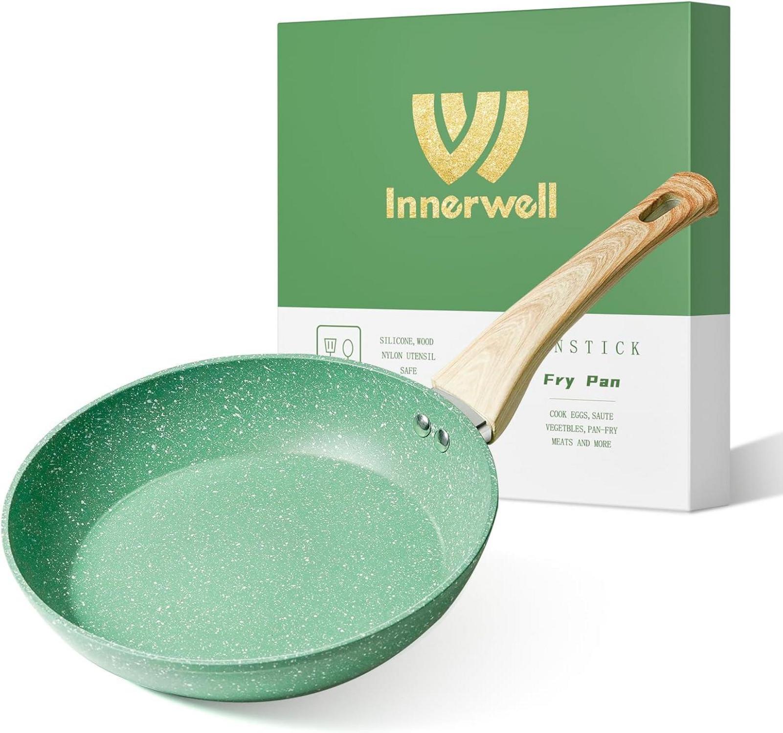 Antihaft Bratpfanne 24cm Grün Induktion Holzgriff Granitbeschichtung