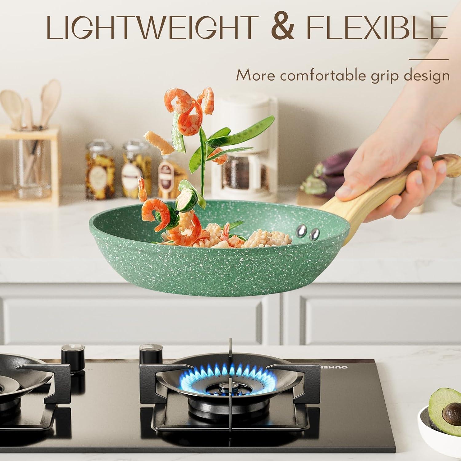 Innerwell Antihaft Bratpfanne 24cm Grün Induktion Holzgriff
