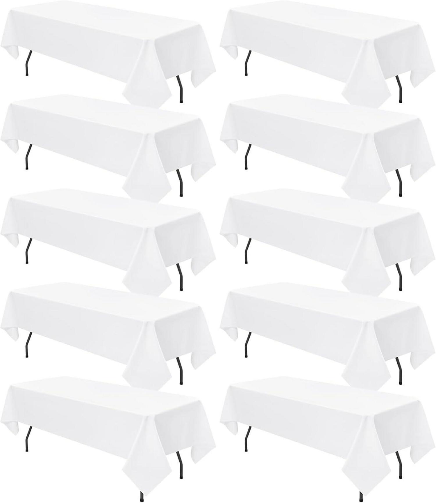 10er Packung Weiße Rechteckige Polyester Tischdecken 153x260cm