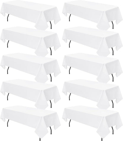 10er Packung Weiße Rechteckige Polyester Tischdecken 153x260cm