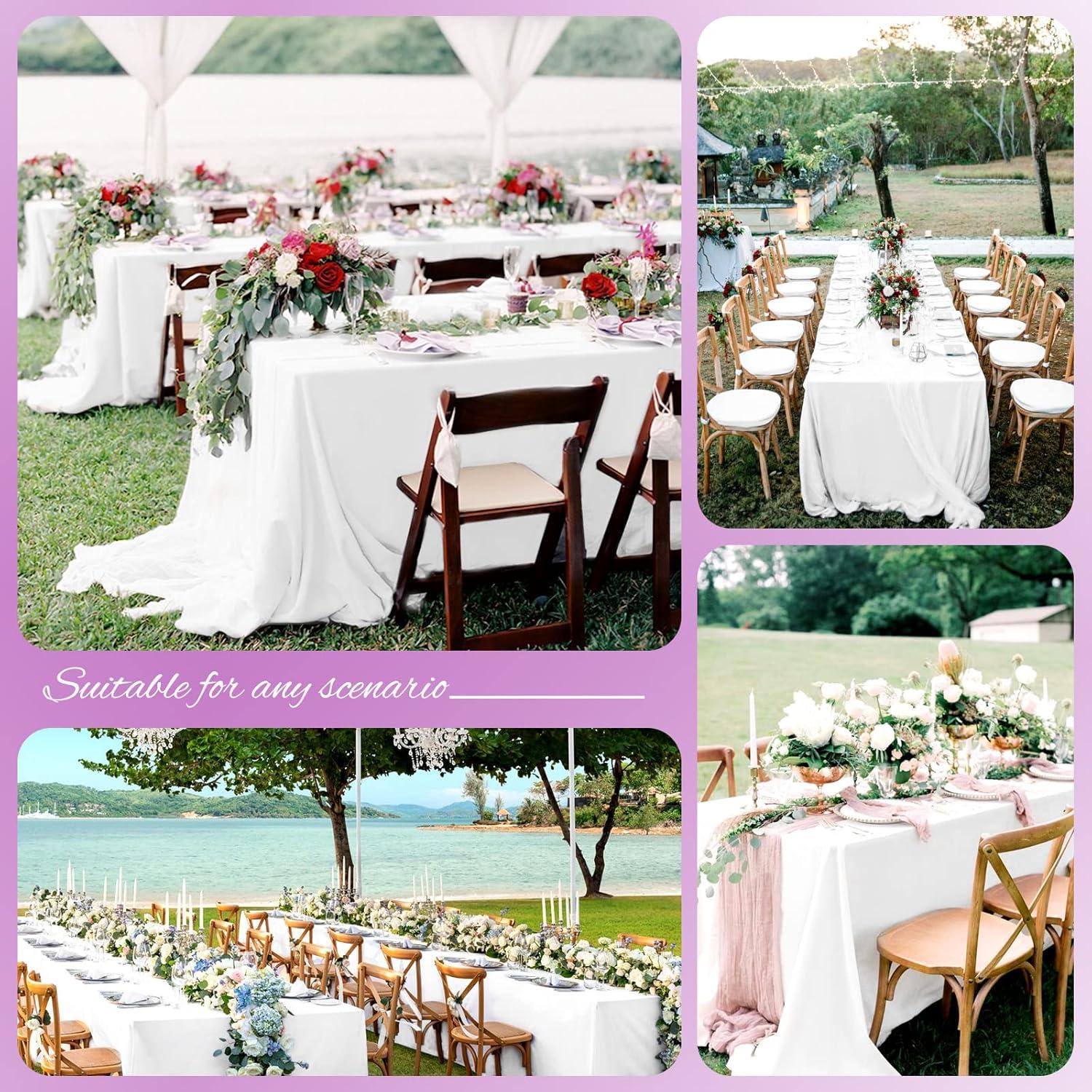 10er Pack weiße rechteckige Polyester-Tischdecken 153 x 260 cm - für Hochzeit, Geburtstag, Party