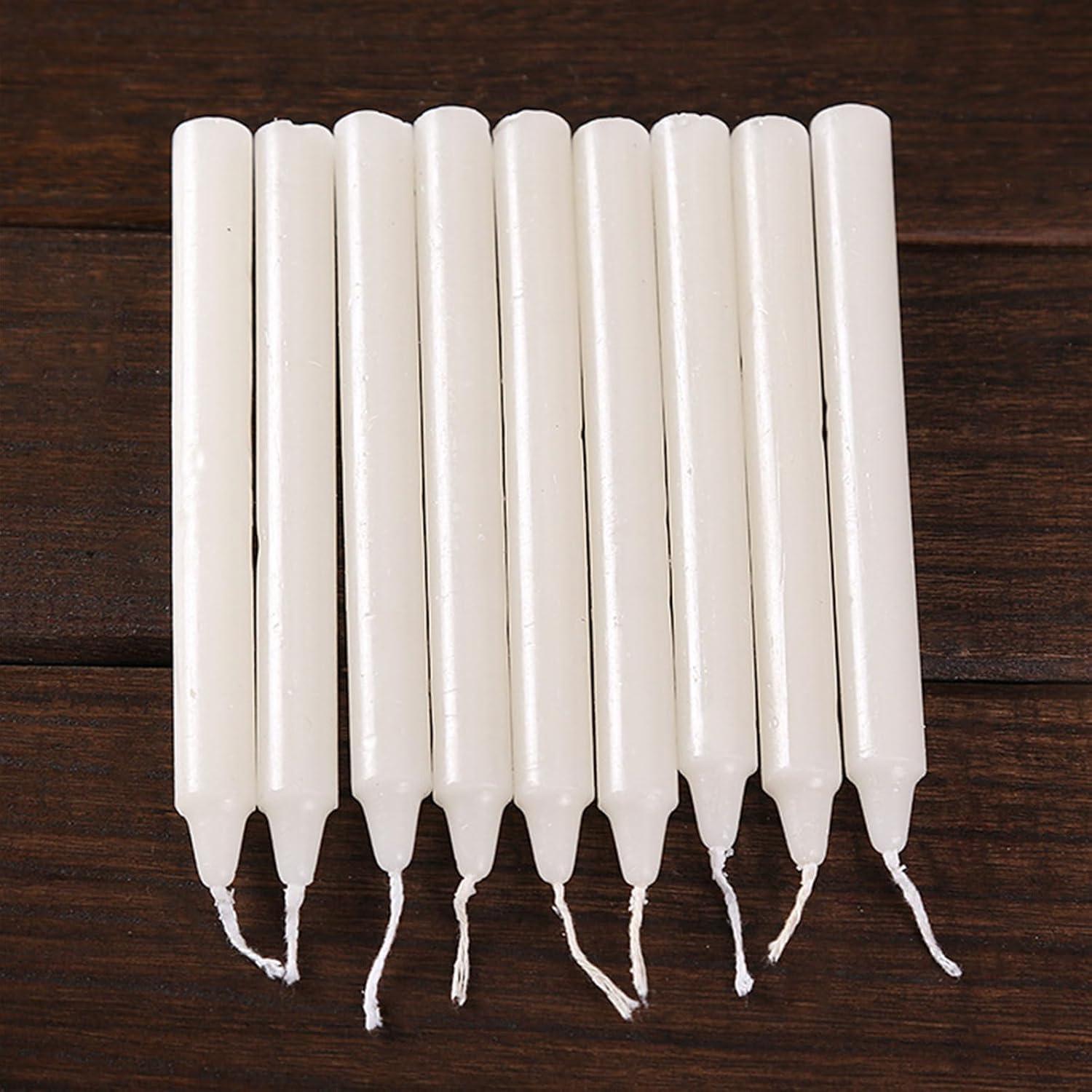 10 Stück Weiße Glatte Stabkerzen 19cm für Kommunion Taufe Hochzeit