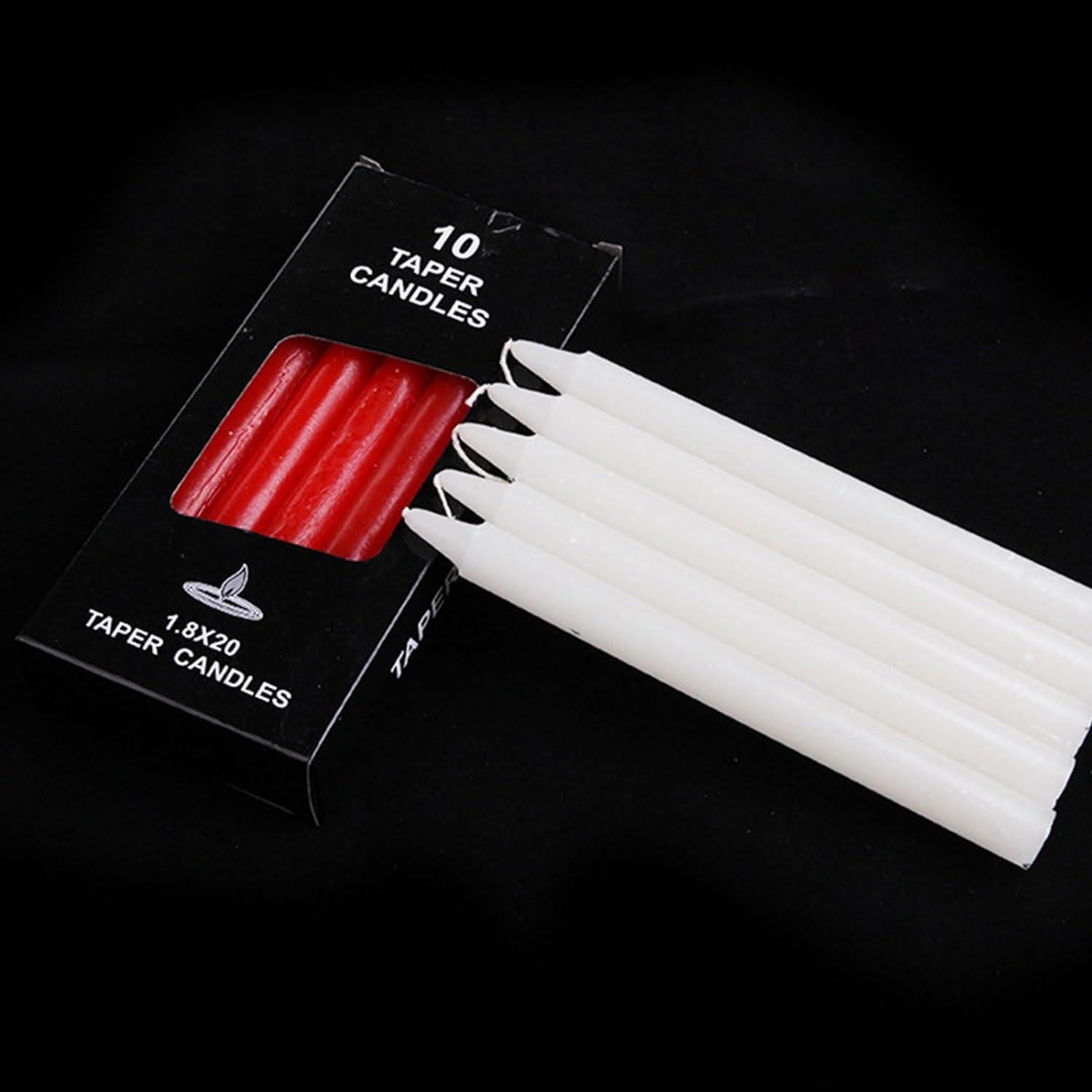 10 Stück Weiße Glatte Stabkerzen 19cm Höhe 6 Stunden Brenndauer