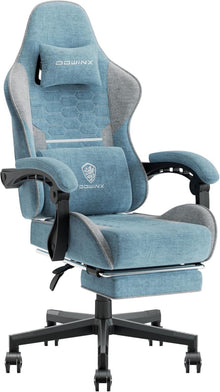 Gaming Stuhl Bürostuhl Stoffmassage Kopfstütze Fußstütze Blau & Gray