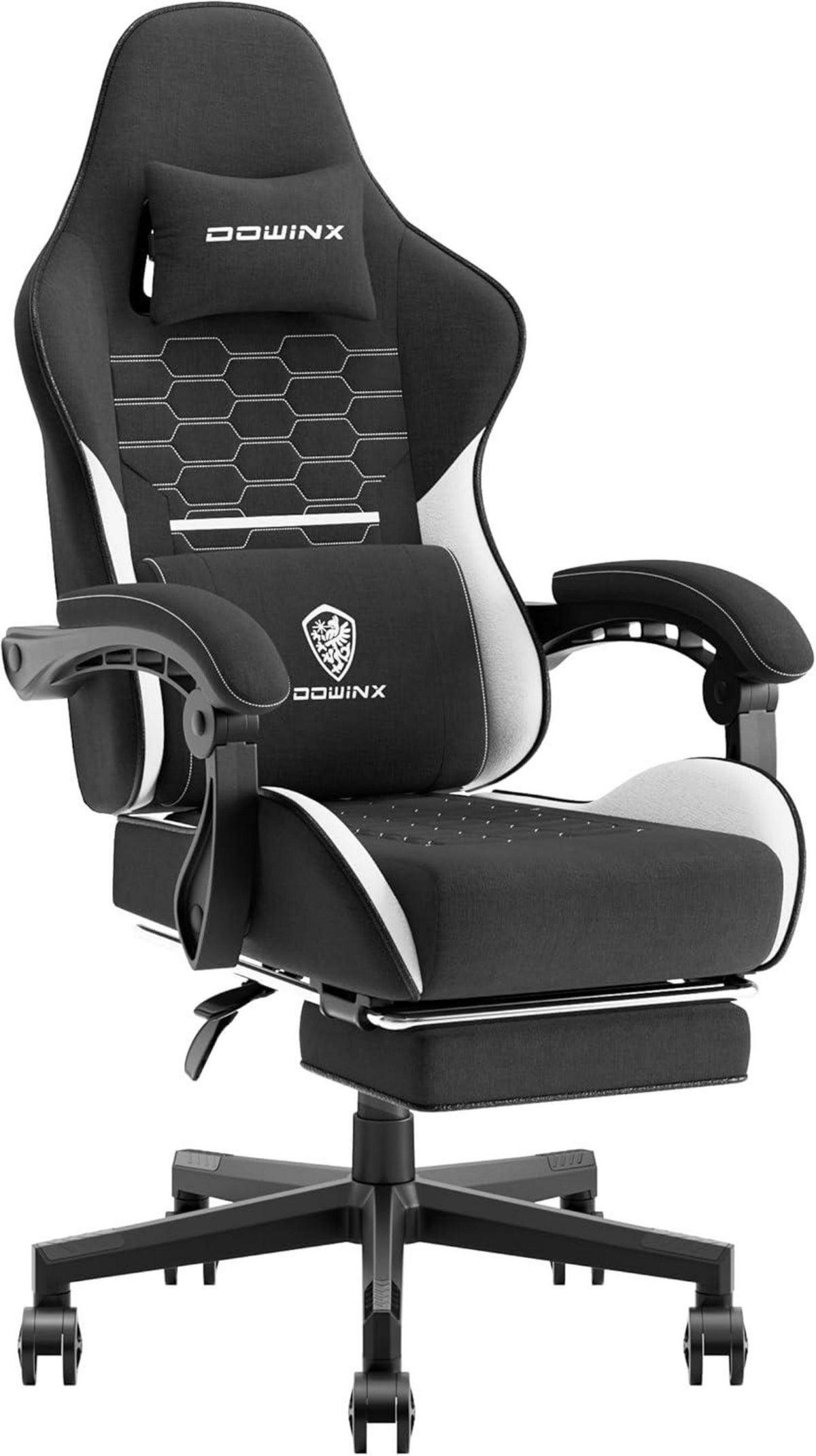 Gaming Stuhl Bürostuhl mit Fußstütze Massage Schwarz