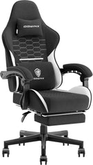 Gaming Stuhl Bürostuhl mit Fußstütze Massage Schwarz
