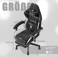 Gaming Stuhl Bürostuhl mit Fußstütze Massage Schwarz