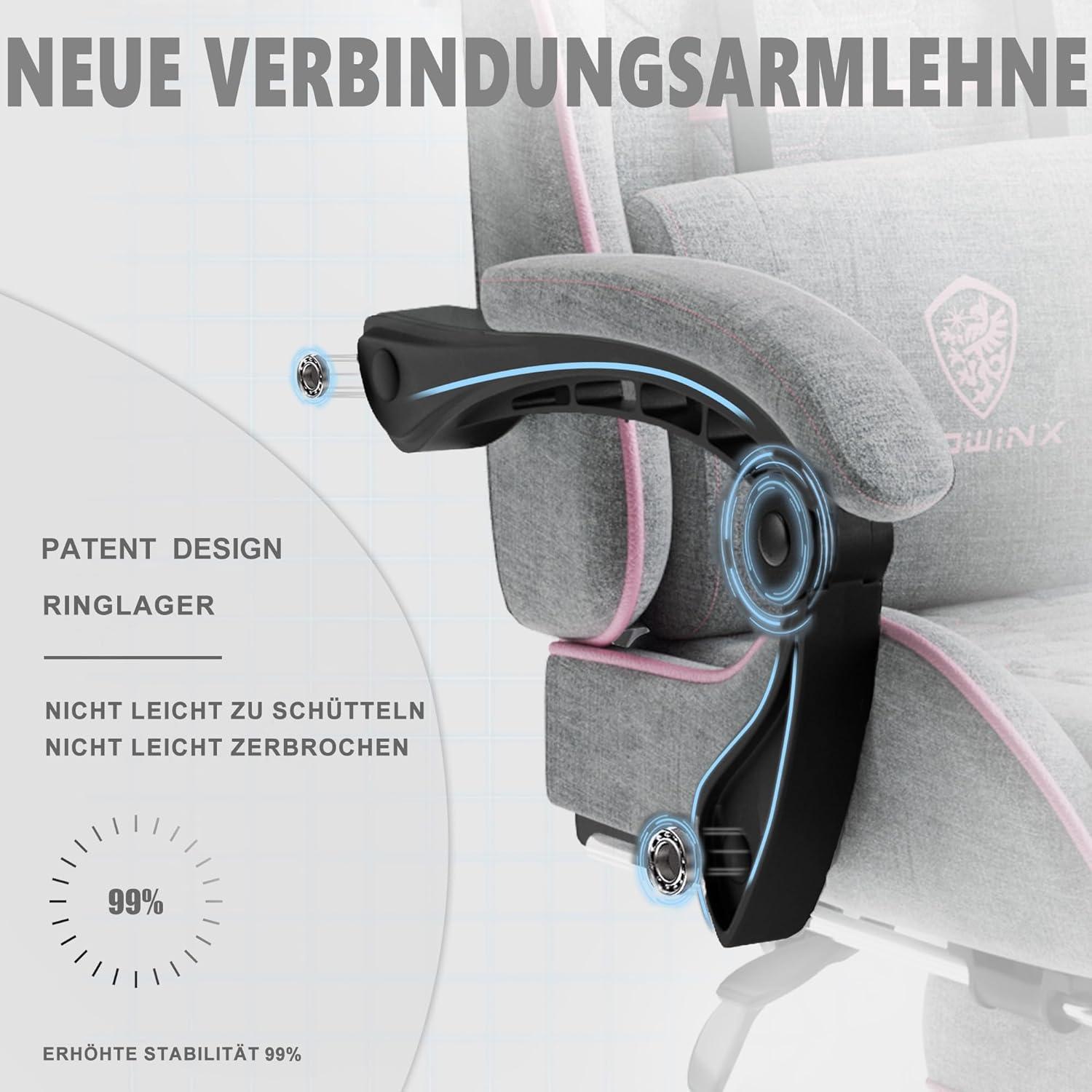 Ergonomischer Gaming Stuhl mit Massage-Funktion und Fußstütze