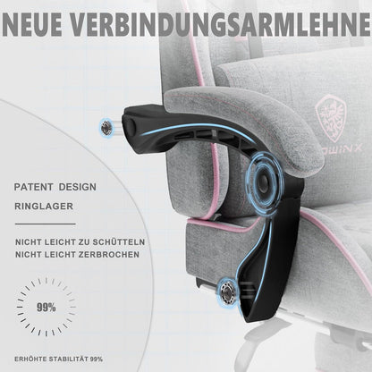 Ergonomischer Gaming Stuhl mit Massage-Funktion und Fußstütze