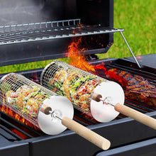 Grillkorb Set Holzgriff 2 Stk 28.5cm Grill Zubehör Drehspieß