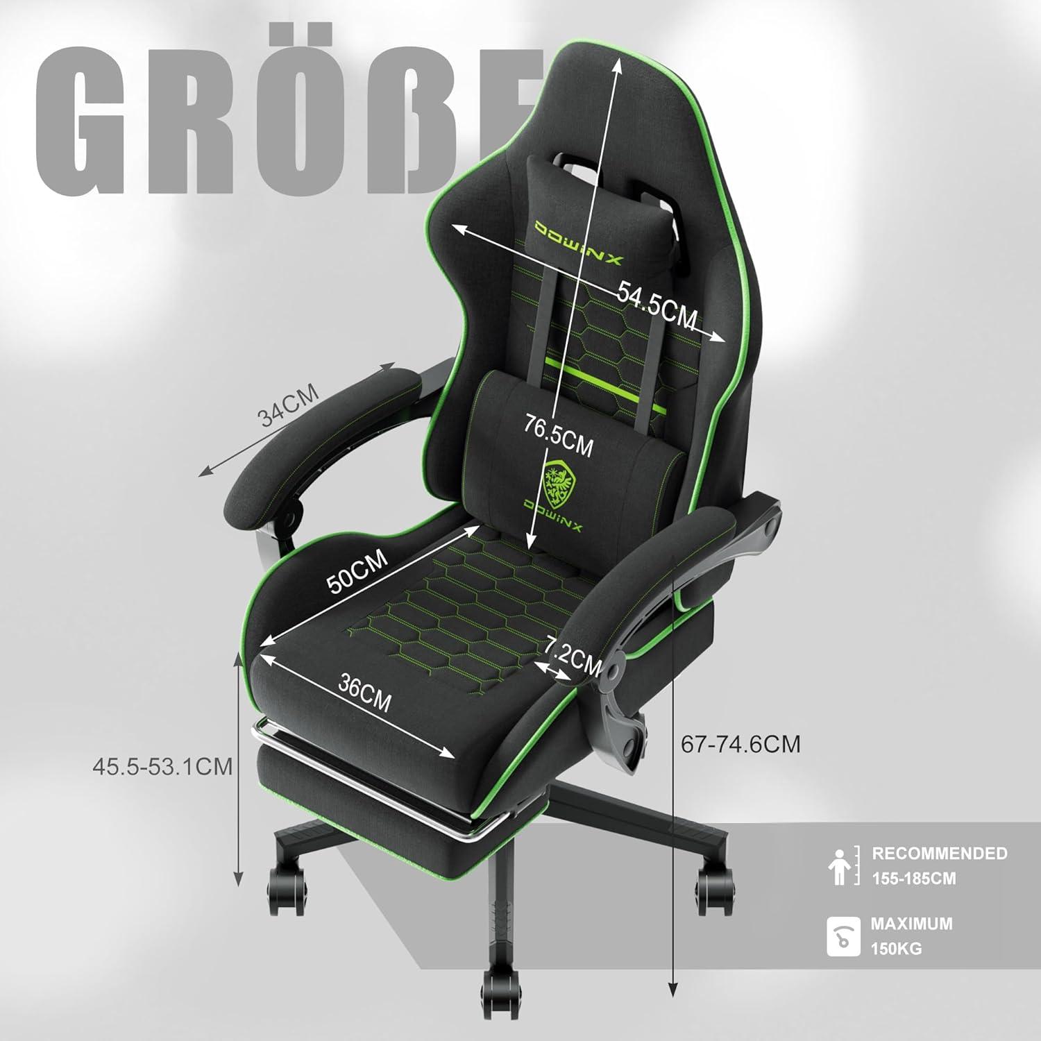 Dowinx Gaming Stuhl Bürostuhl mit Massage und Fußstütze