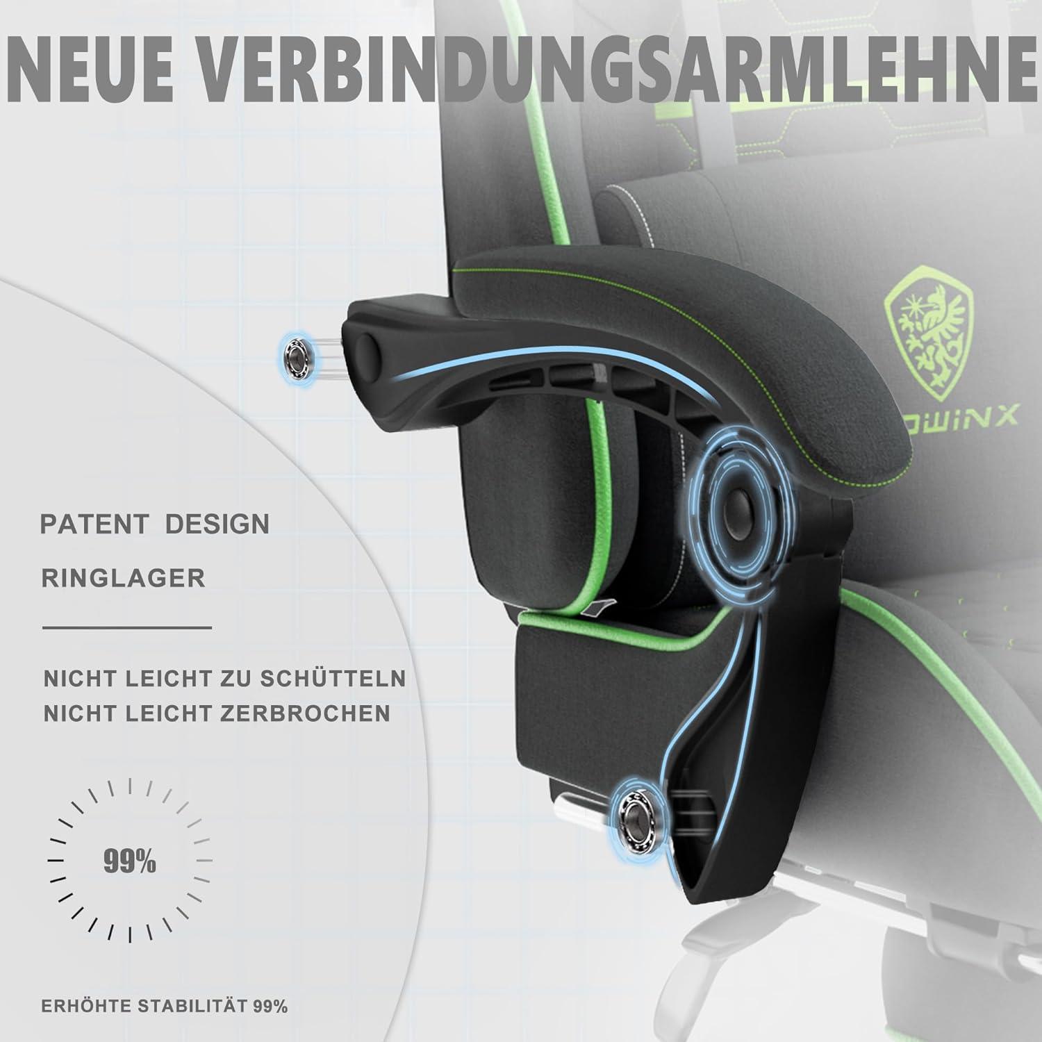 Ergonomischer Gaming Stuhl mit Massagefunktion und Fußstütze