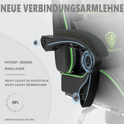 Ergonomischer Gaming Stuhl mit Massagefunktion und Fußstütze