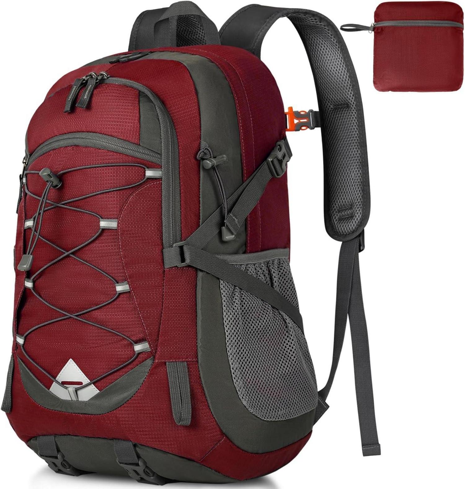 Wanderrucksack 40L Wasserdicht Leicht Faltbar Trekking Sport Rot