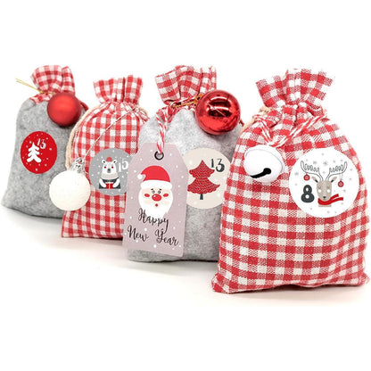 Adventskalender zum Befüllen Stoffsäckchen Kinder 2024