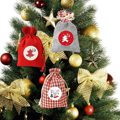 Adventskalender zum Befüllen Stoffsäckchen Kinder 2024