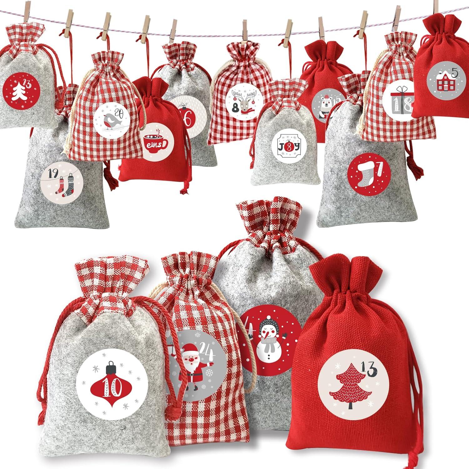Adventskalender XXL zum Befüllen Stoffsäckchen Weihnachtskalender