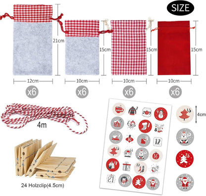 Adventskalender XXL zum Befüllen Stoffsäckchen Weihnachtskalender