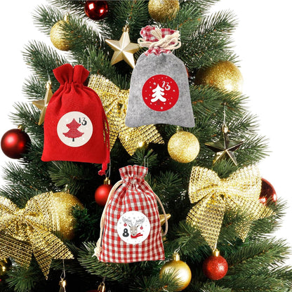 Adventskalender zum Befüllen 24 Stoffsäckchen Weihnachtskalender Kinder 2024 Rot