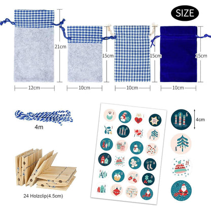 Adventskalender zum Befüllen Stoffsäckchen Weihnachtskalender Groß Kinder 2024