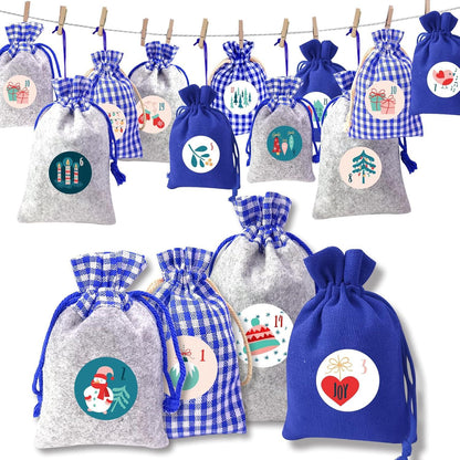 Adventskalender zum Befüllen Stoffbeutel Weihnachtskalender Set