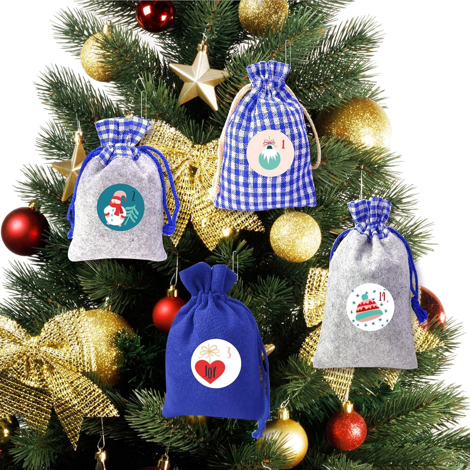 Adventskalender zum Befüllen Stoffbeutel Weihnachtskalender Set