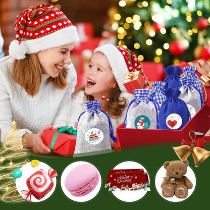 Adventskalender 24 Stoffsäckchen Groß 2024 Kinder Blau