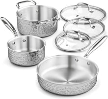 Edelstahl Kochtopfset 6-tlg. Gehämmertes Induktion Topfset