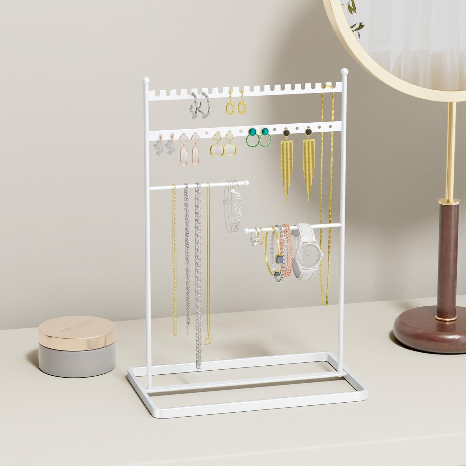 Schmuckständer Organizer 32cm Hoch weiß, Schmuckaufbewahrung für