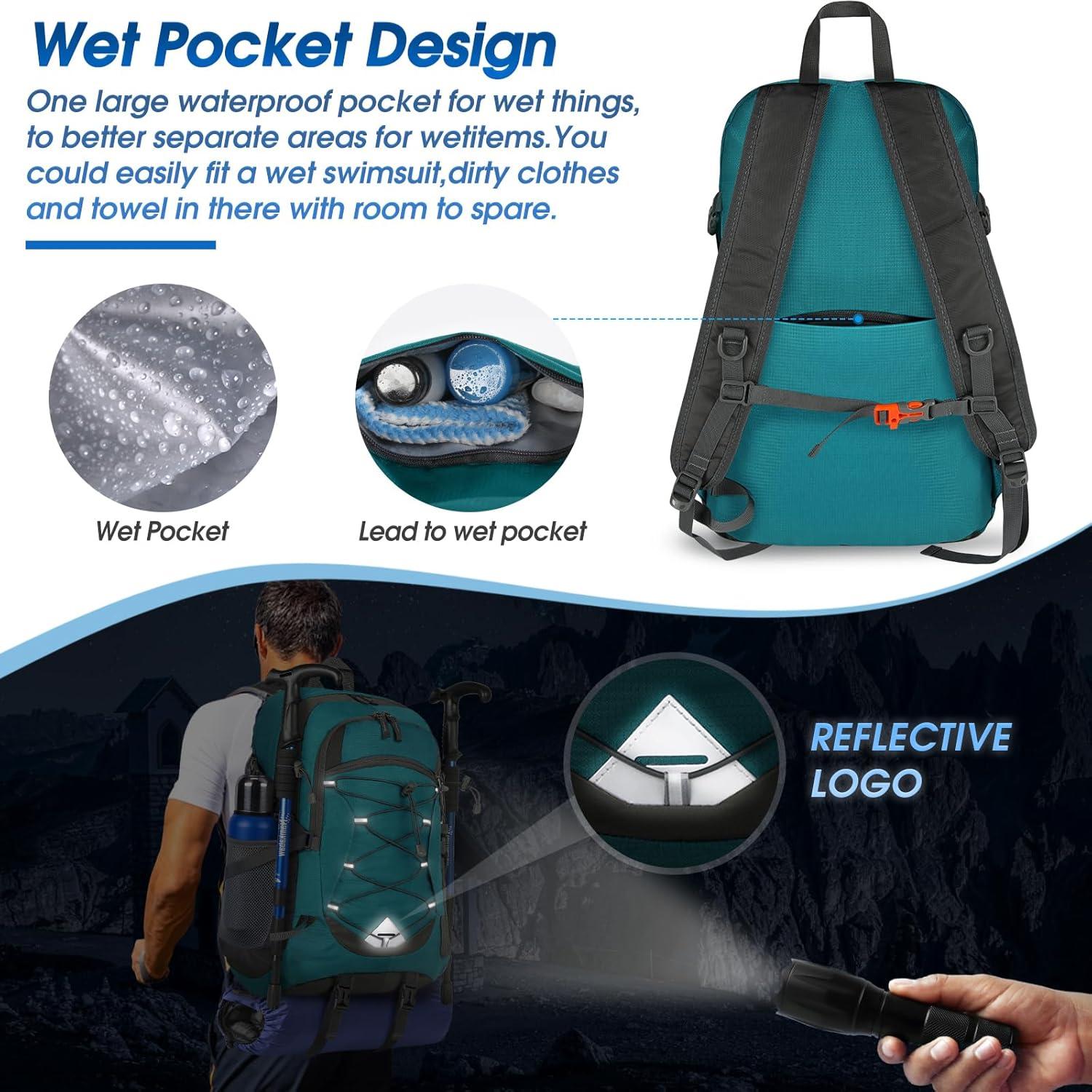 40L Wanderrucksack Wasserdichter Rucksack Leicht Faltbar Trekkingrad