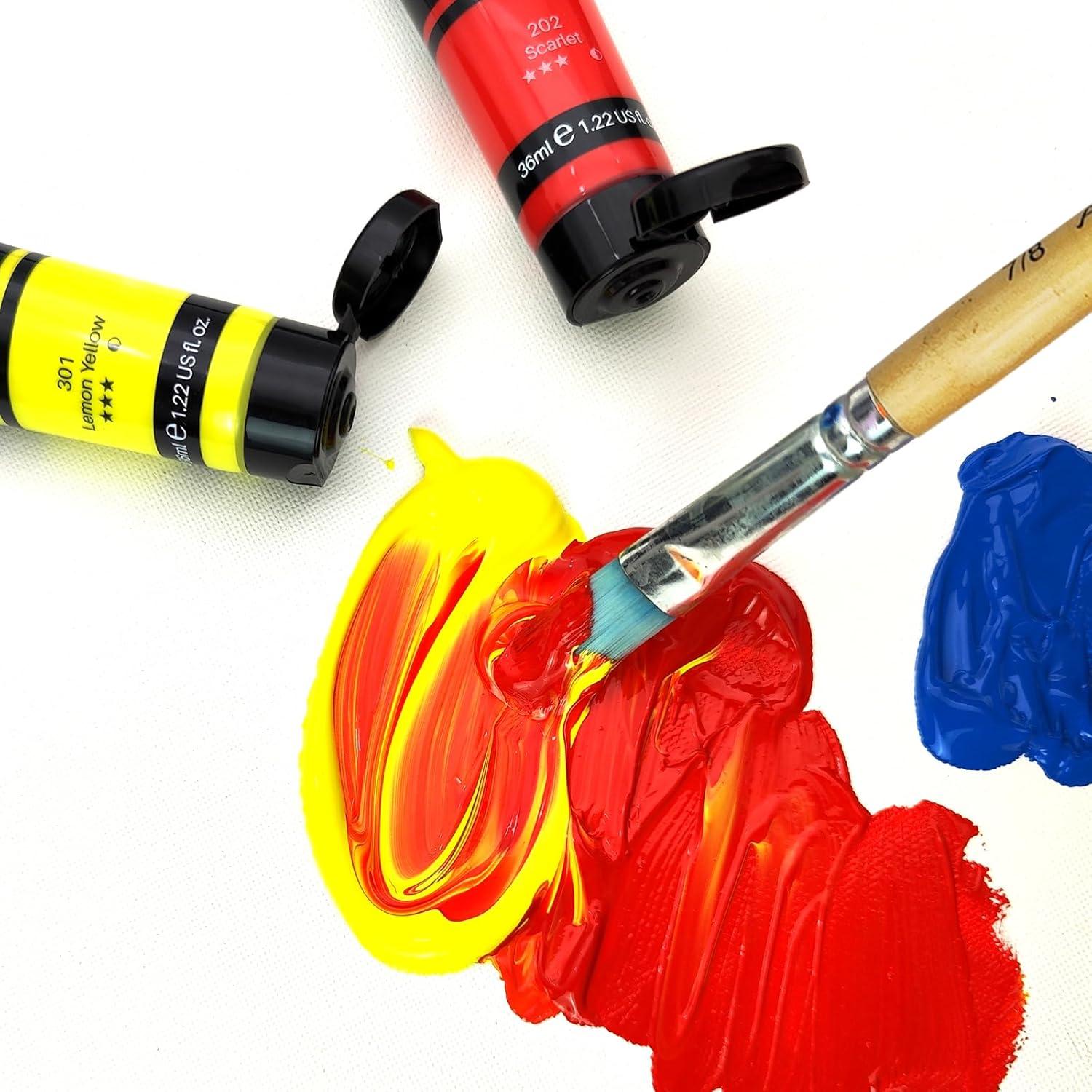 Acrylfarben Set 18x36ml Wasserfest Lichtecht Schnell Trocknend