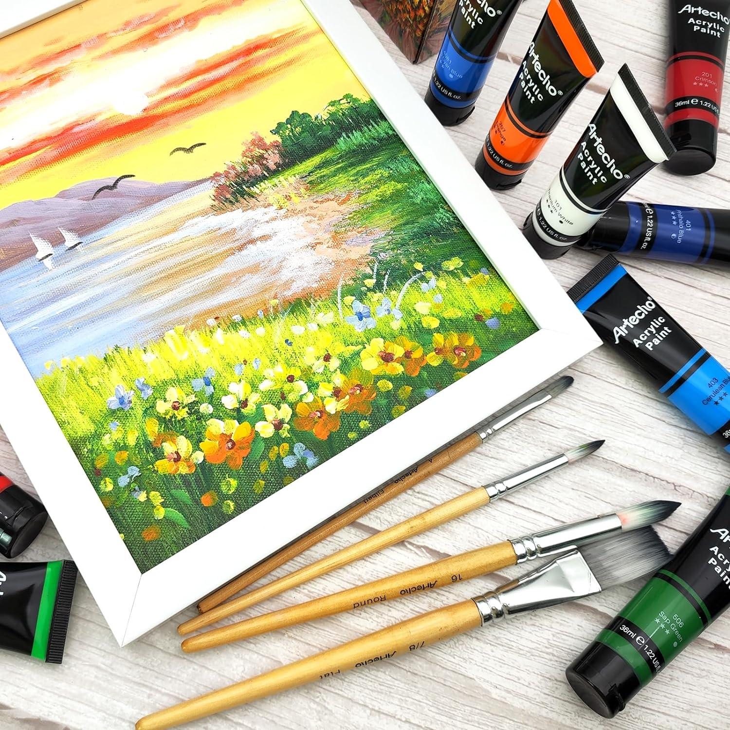 Acrylfarben Set 18x36ml Wasserfest Lichtecht schnelltrocknend ideal für Leinwand