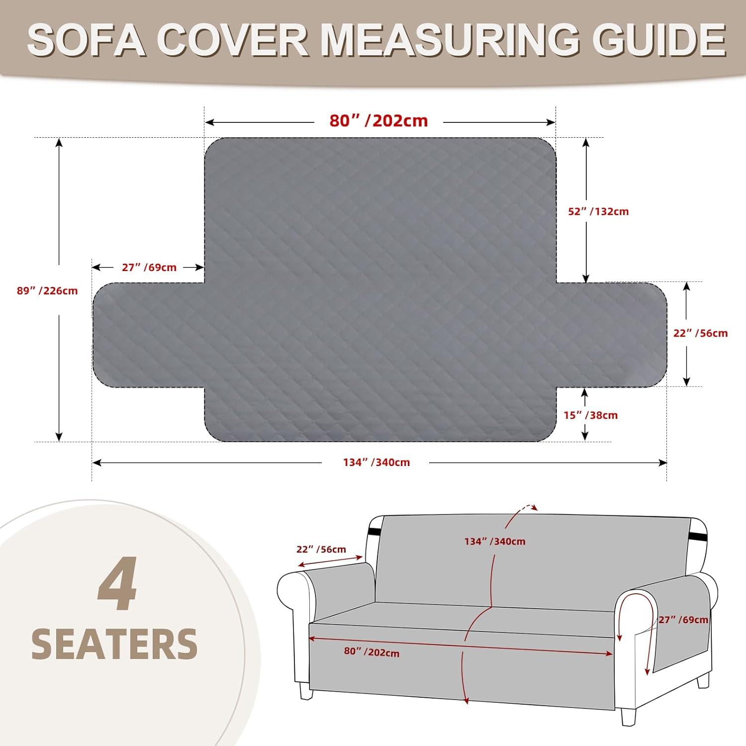 Wasserdichter Sofabezug 4 Sitzer Dunkelgrau rutschfest