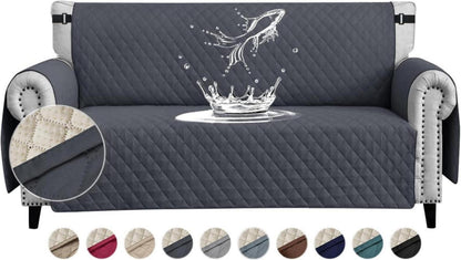 Wasserdichter Sofabezug 2 Sitzer Dunkelgrau rutschfest
