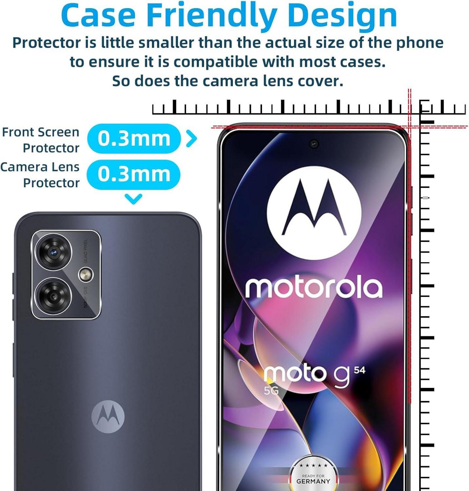 QULLOO Panzerglas für Motorola Moto G54 5G / G64 (2+2) Schutzfolie Transparent 0.33mm
